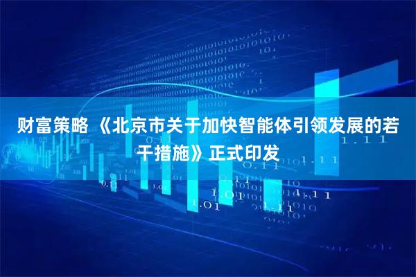 财富策略 《北京市关于加快智能体引领发展的若干措施》正式印发